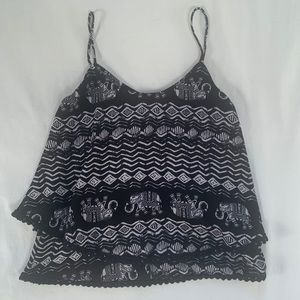 Black and white elephant patterned tank